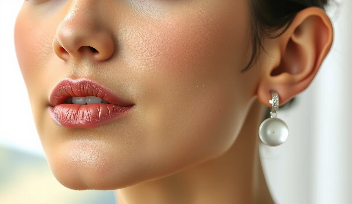 A close-up of a woman's radiant, smooth skin, highlighting the effects of collagen and hyaluronic acid products, with a soft, glowing background.