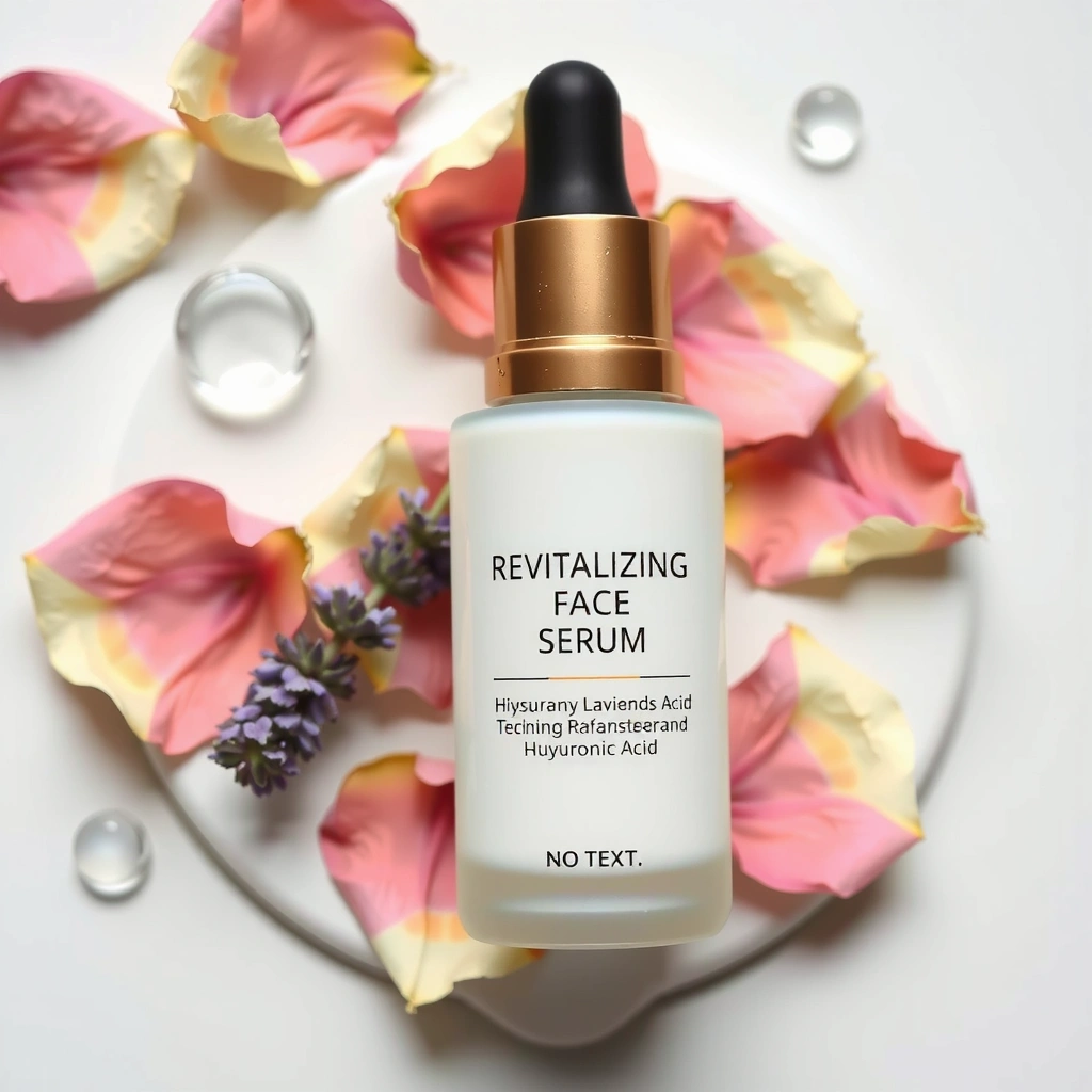 A bottle of Revitalizing Face Serum with botanical extracts
