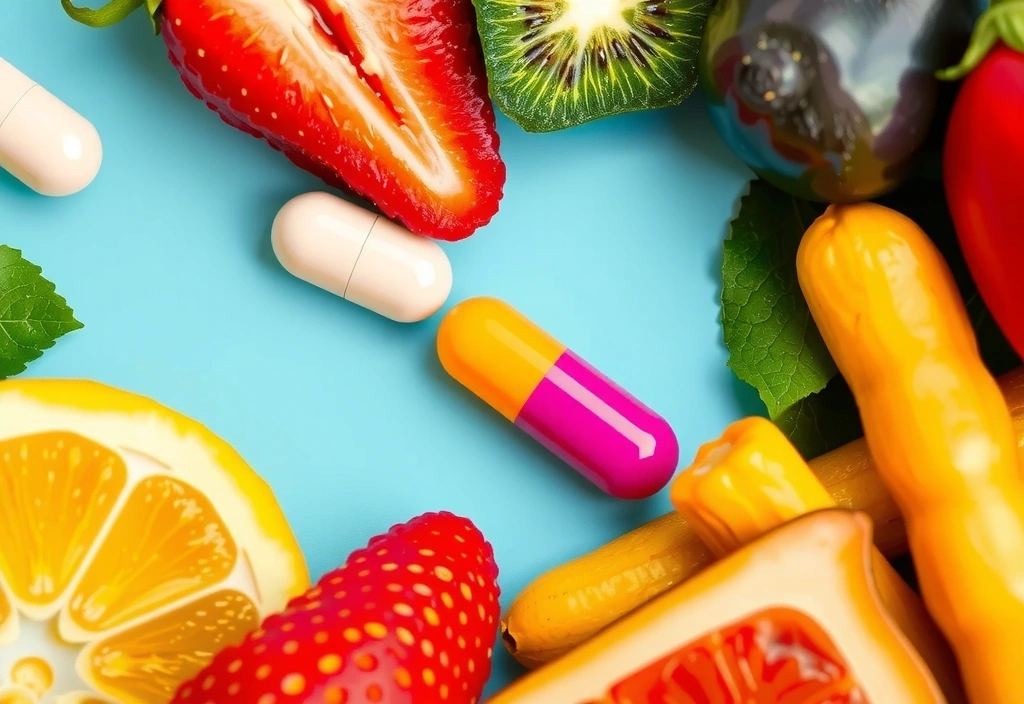 Abstract representation of vitamins with natural, premium aesthetics